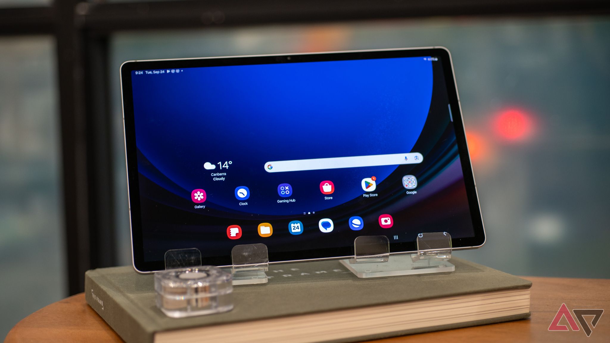 Samsung Galaxy Tab S10+ on a stand