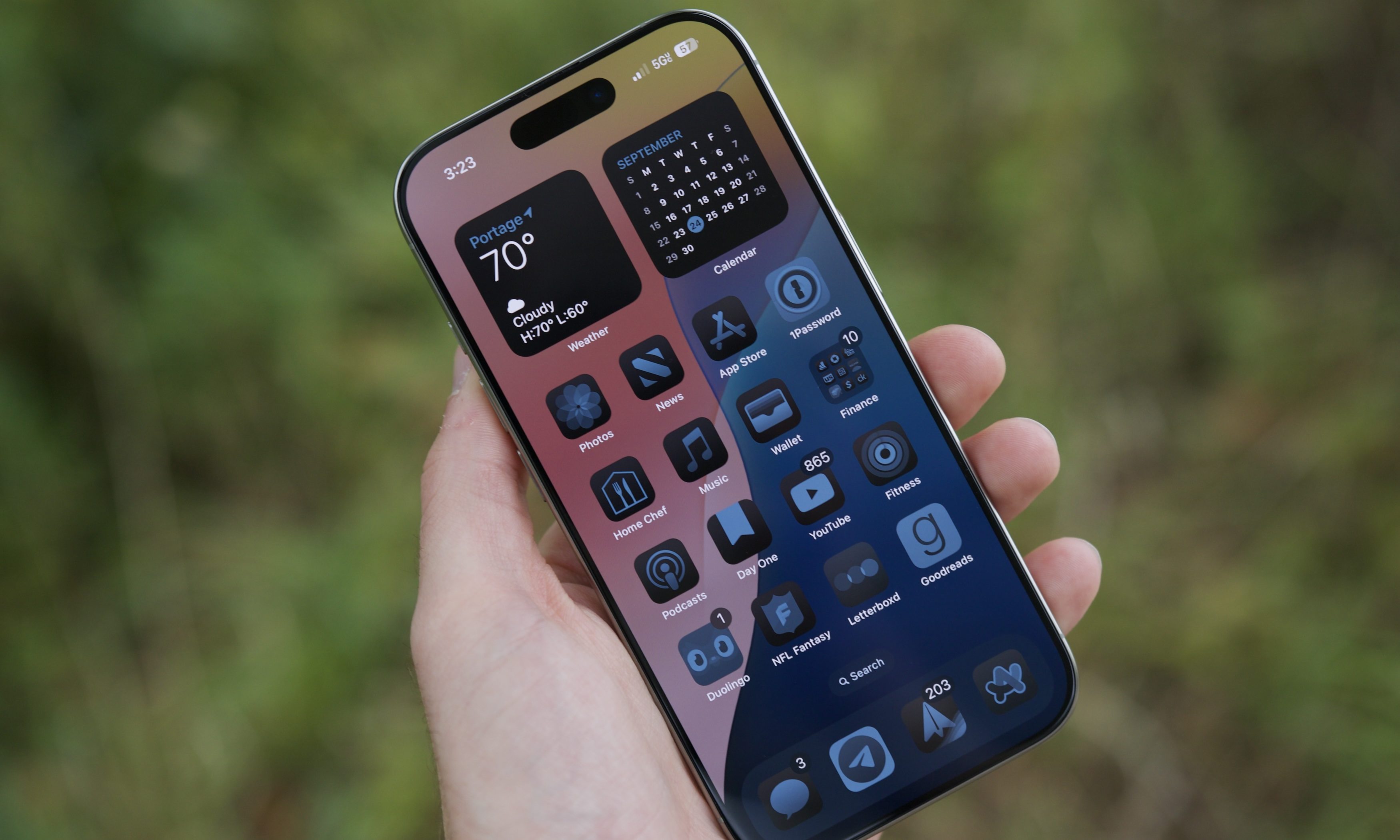 The iPhone 16 Pro, showing its iOS 18 home screen.