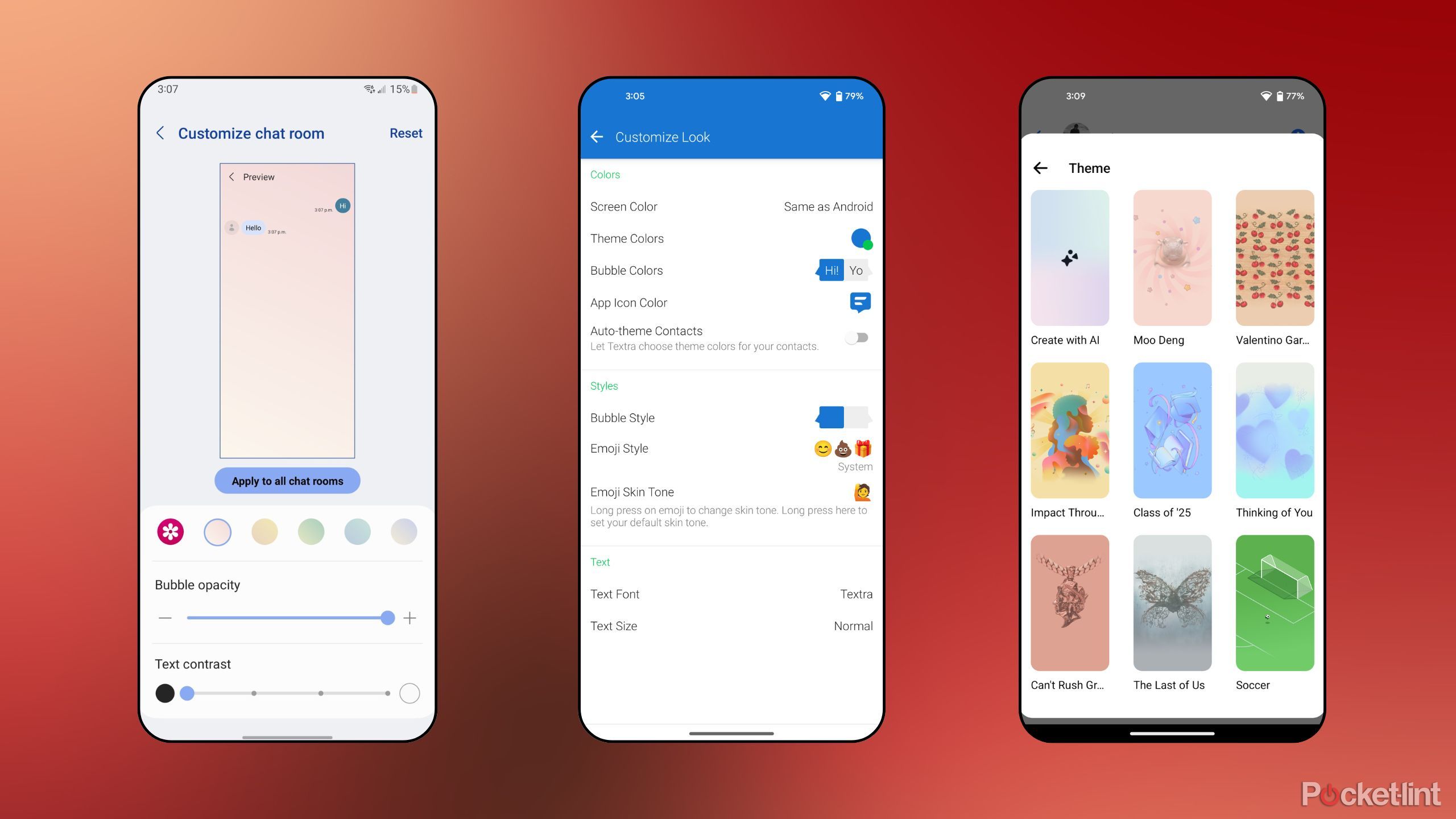 Chat room customization screenshots