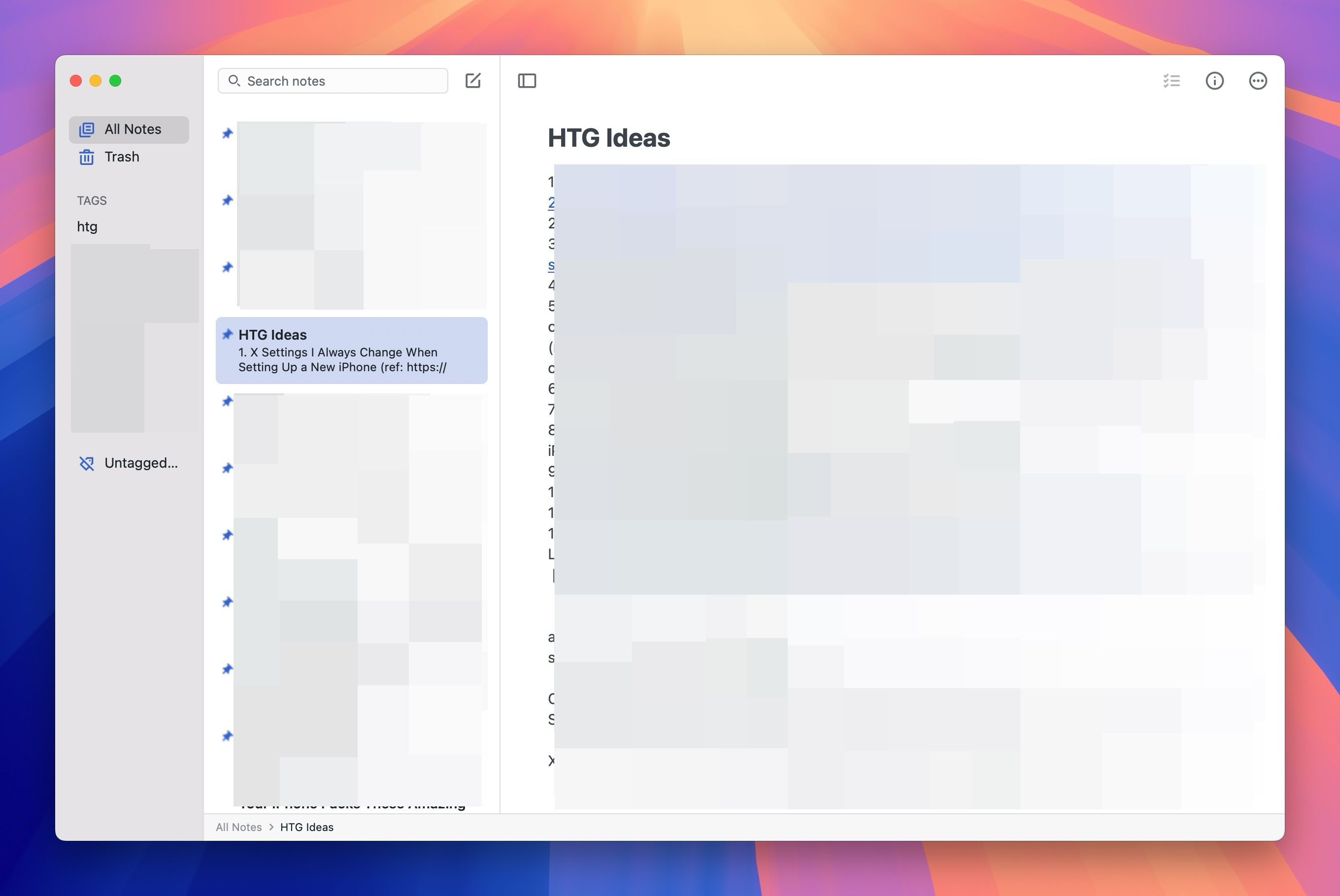 Simplenote app interface on a Mac.