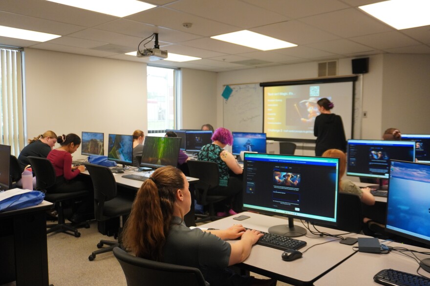 This session at Friday's "Girls in Tech" event was about creating AI software. Other sessions included cybersecurity, what work at the Pittsburgh Supercomputing Center looks like, and what work a graphic designer does. 