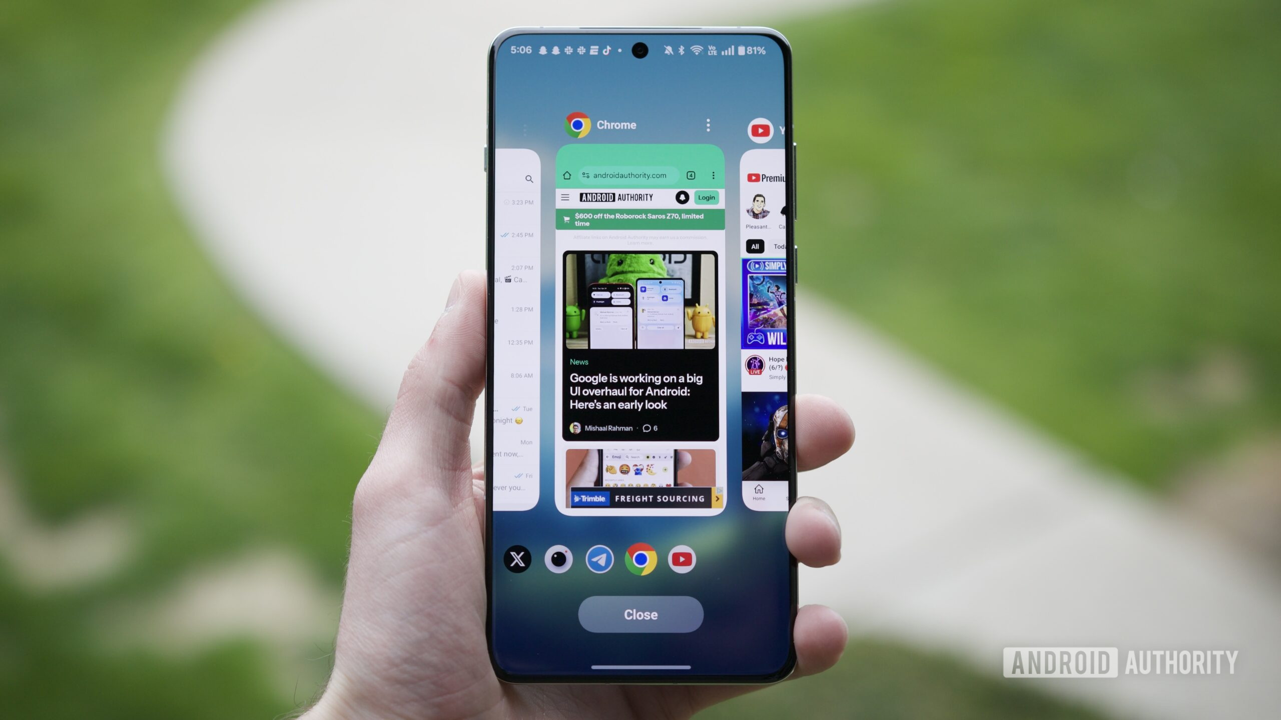 oneplus phone recents app page multitasking Recent apps page on a OnePlus phone.