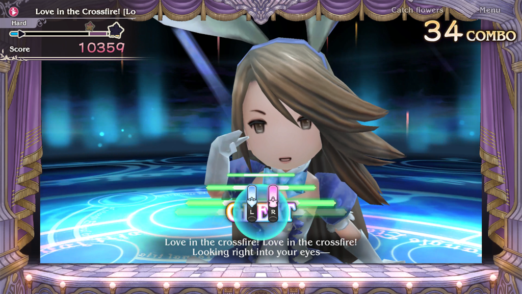 A rhythm game is played in Bravely Default: Flying Fairy HD Remaster.