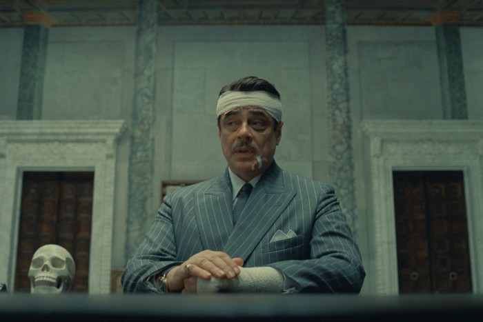 Benicio Del Toro stars as Zsa-Zsa Korda in director Wes Anderson’s The Phoenician Scheme