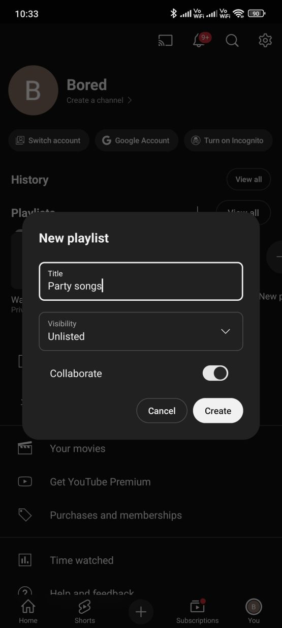 Collaborative playlist YouTube