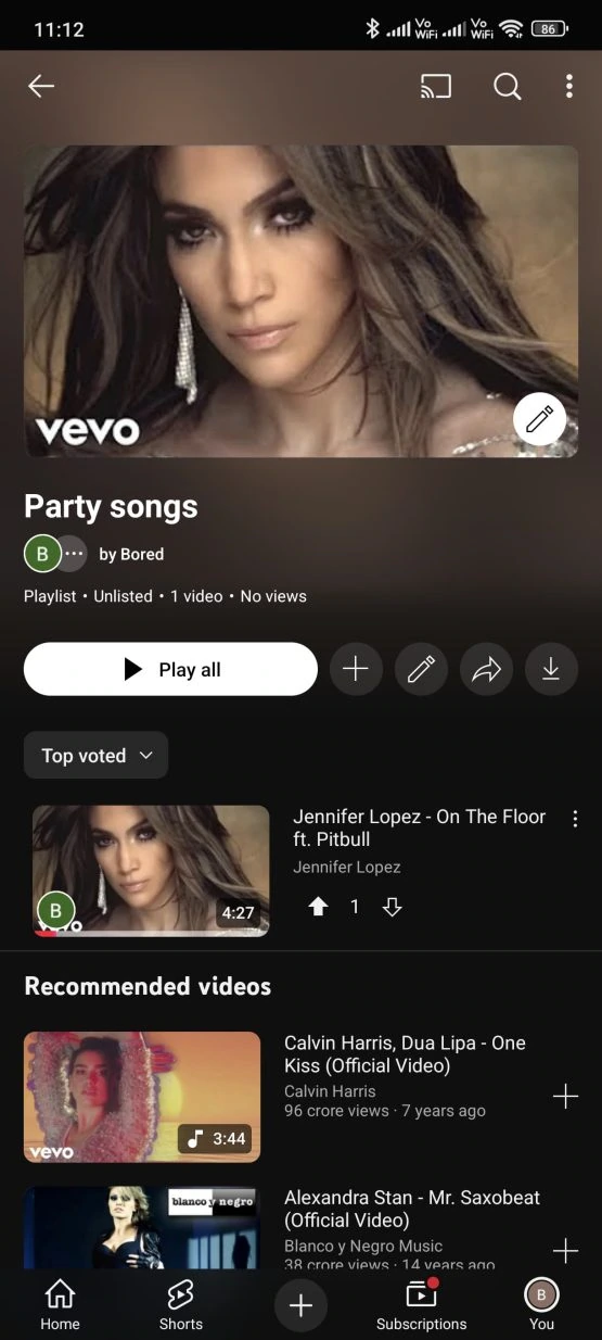 YouTube playlist voting feature