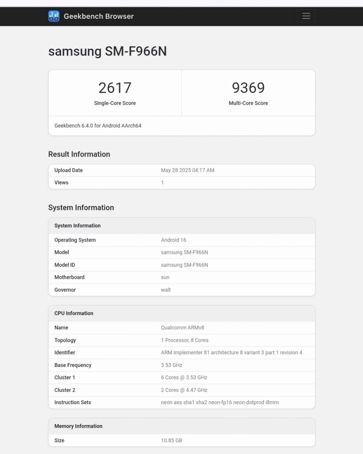 Galaxy Z Fold 7 Snapdragon 8 Elite for Galaxy not final