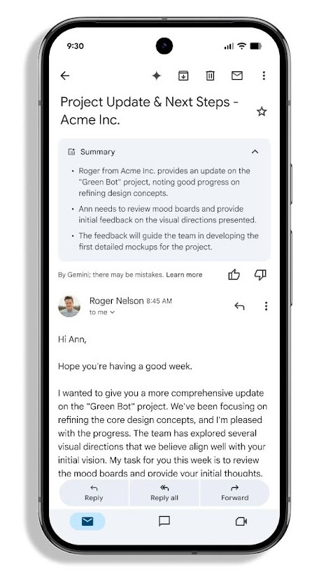 gmail summary cards
