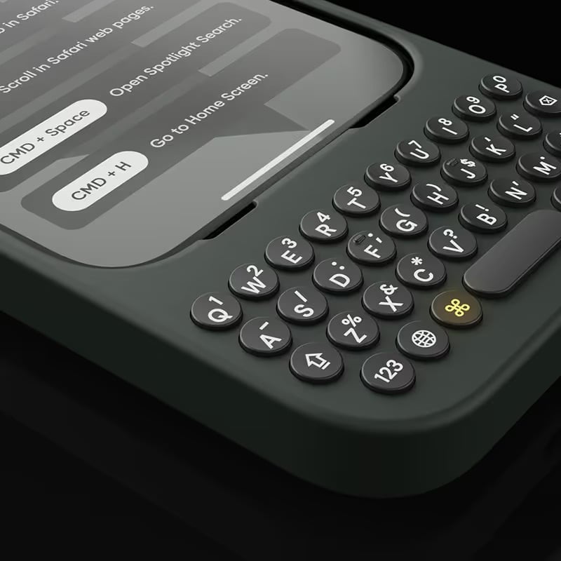 Close-up view of keyboard case buttons