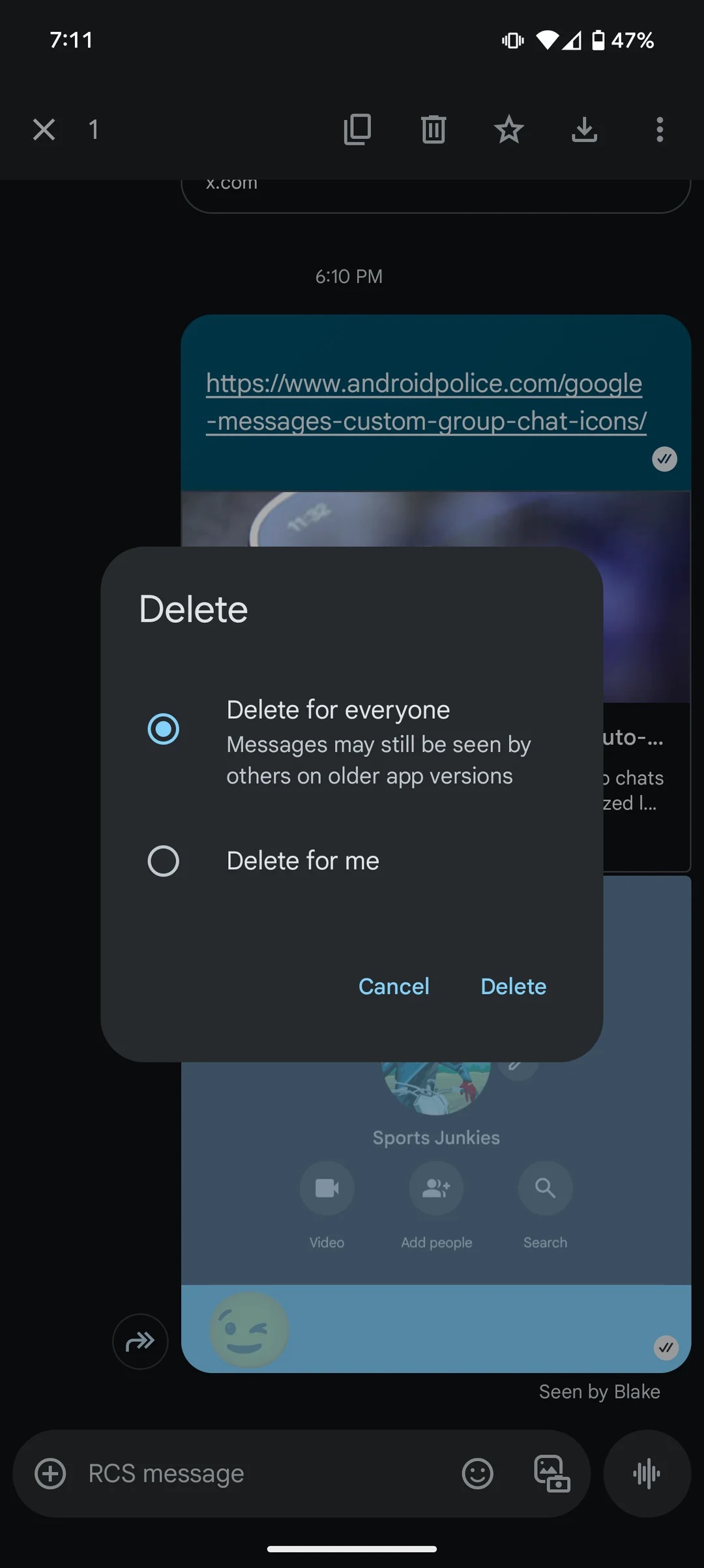 rcs message delete is also rolling out to beta rcs message delete is also rolling out to beta