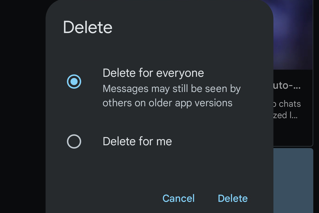Google Messages Delete for everyone.