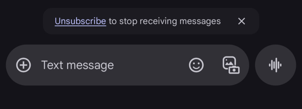 Google Messages unsubscribe button Google Messages unsubscribe button