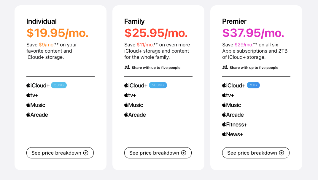 apple one plans may 2025 Apple One plans as of May 2025.