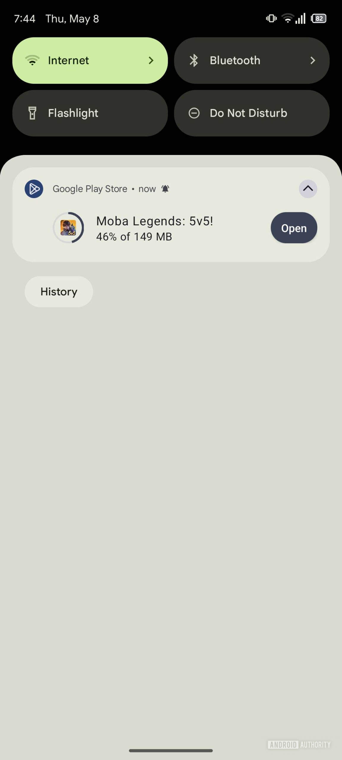 Google Play Store new download progress notification