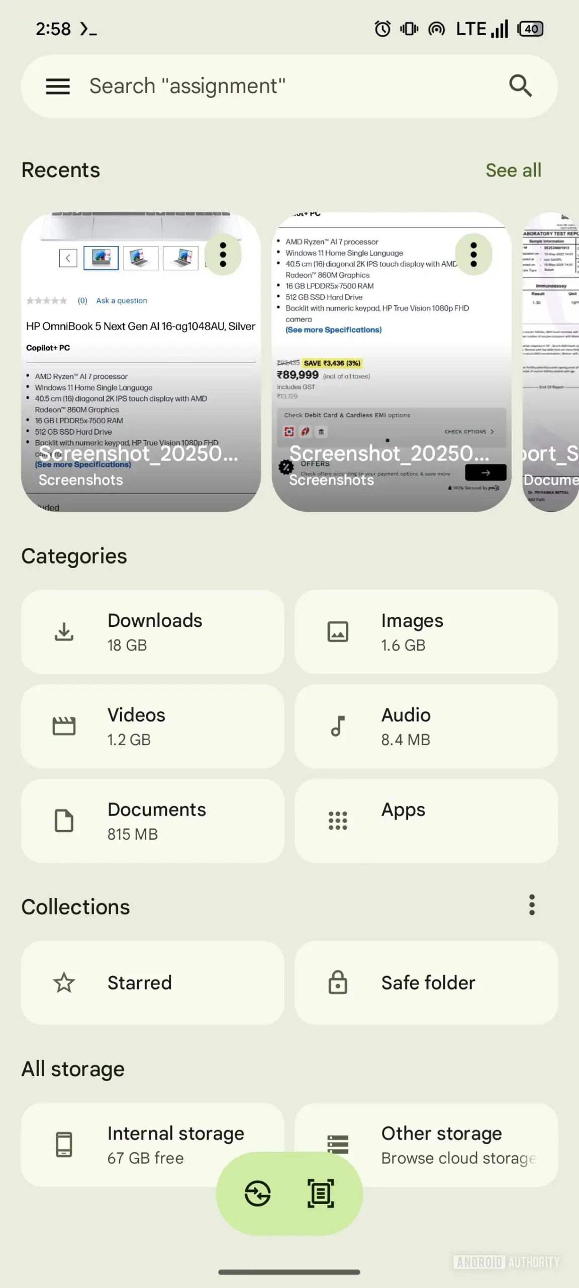 Files by Google Material 3 Expressive recents
