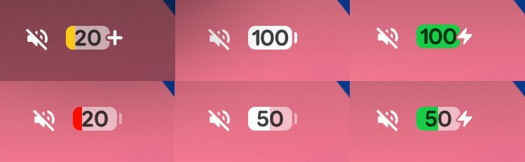 google material 3 expressive new battery icon Various stages of the new battery icon in Google's Material 3 Expressive redesign.