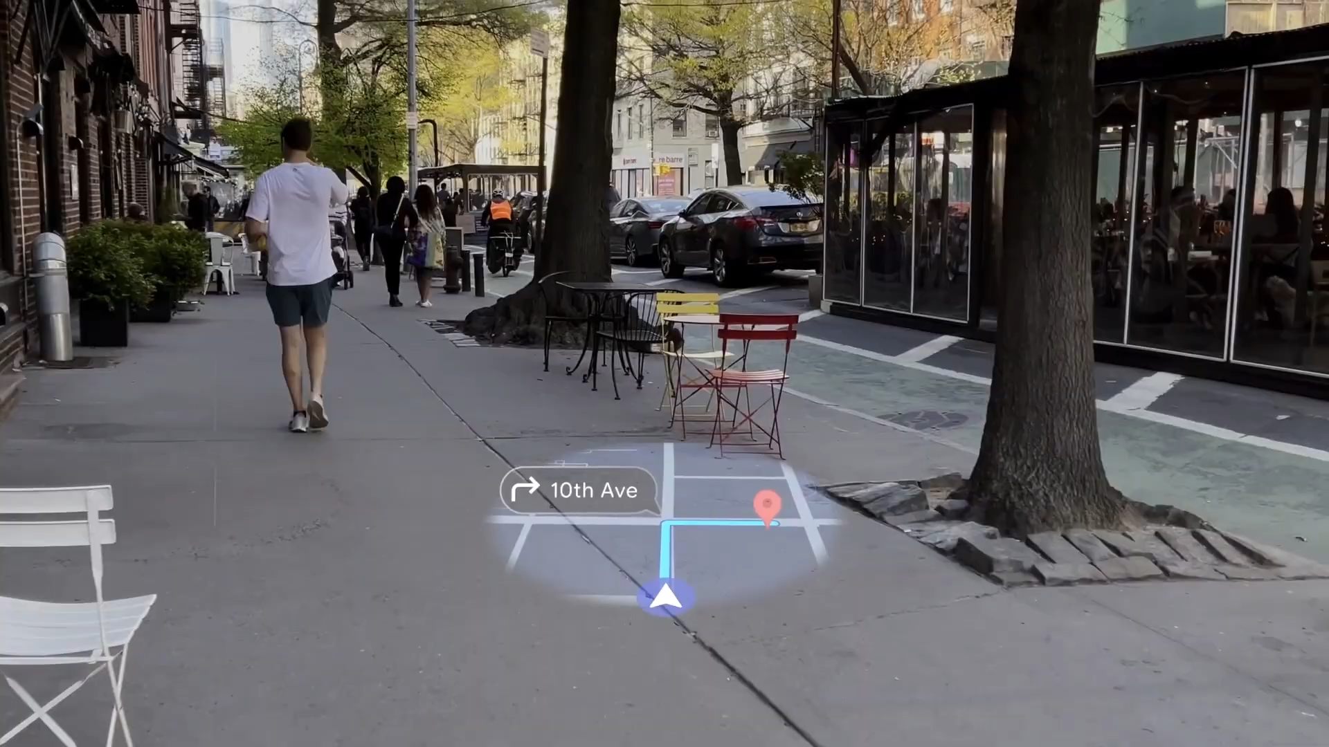 Android XR glasses offering directions to a ramen shop