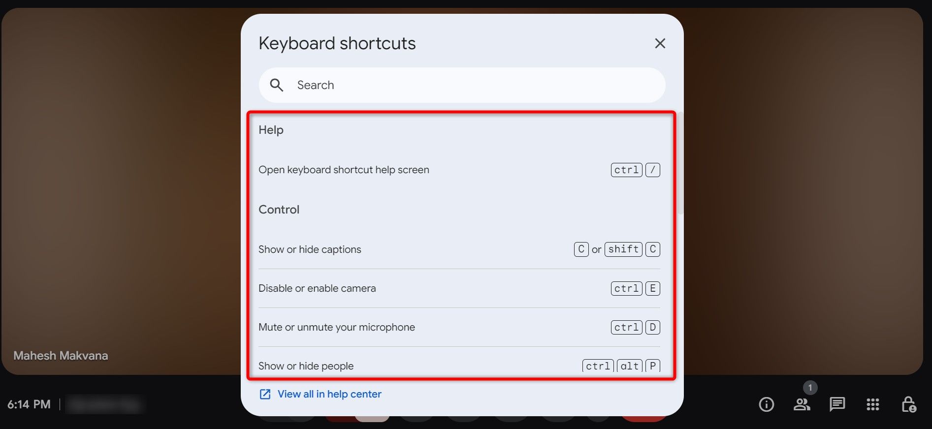 Keyboard shortcuts highlighted on Google Meet.