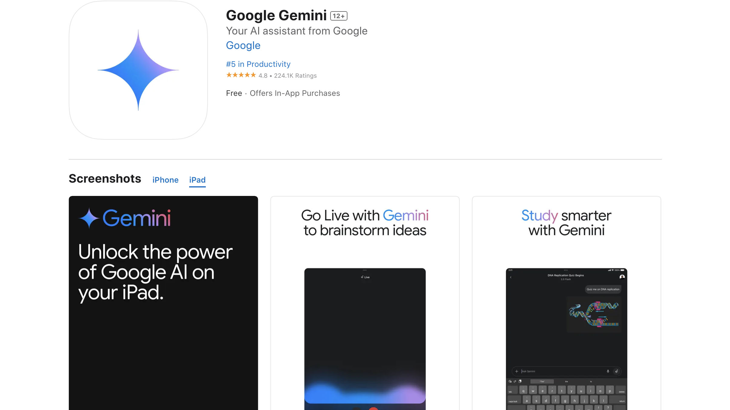 Gemini iPad app
