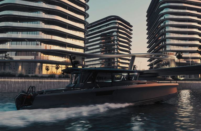 Brabus Island boat in a canal.