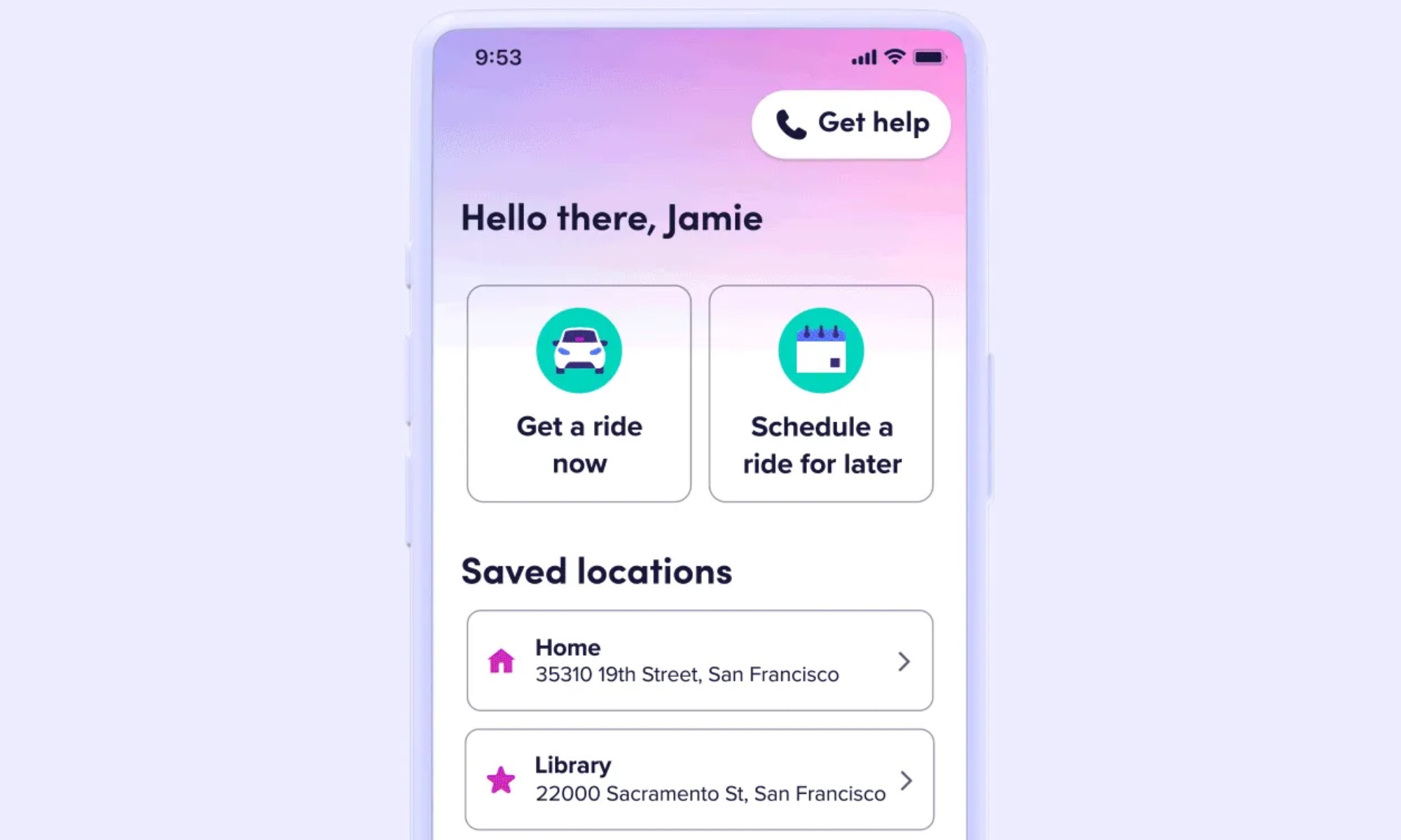 UI design of Lyft Silver.