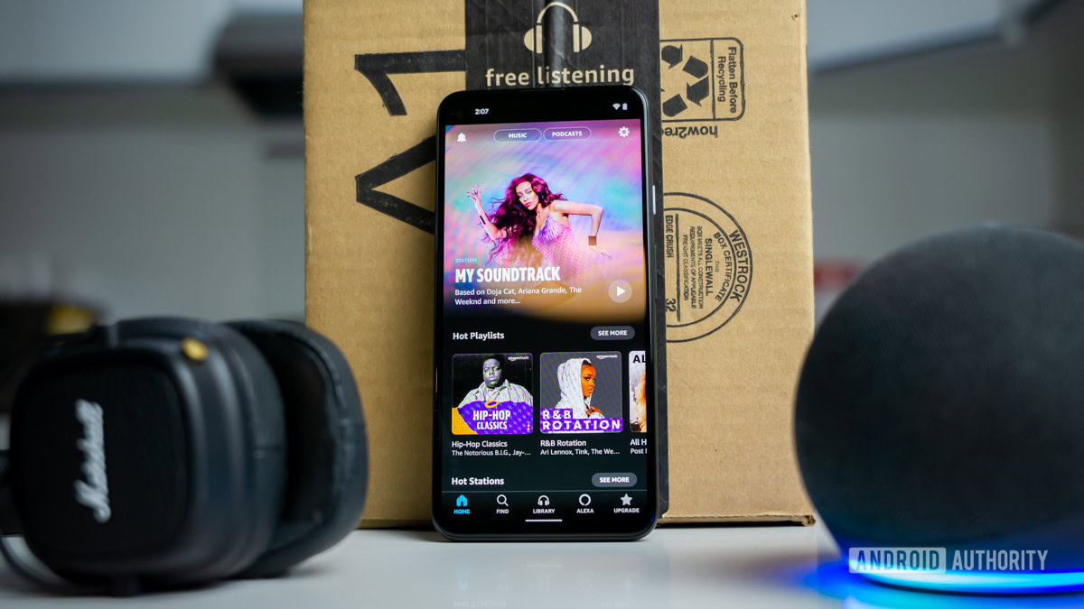 Amazon Music with Echo and headphones stock photo 8 Amazon Music with Echo and headphones stock photo 8