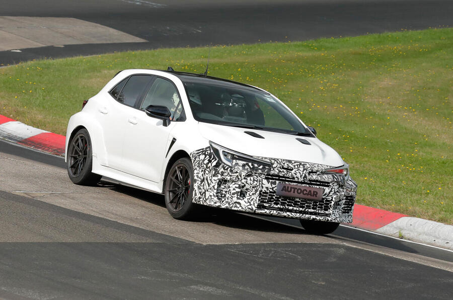 Toyota GR Corolla prototype driving at the Nurburgring
