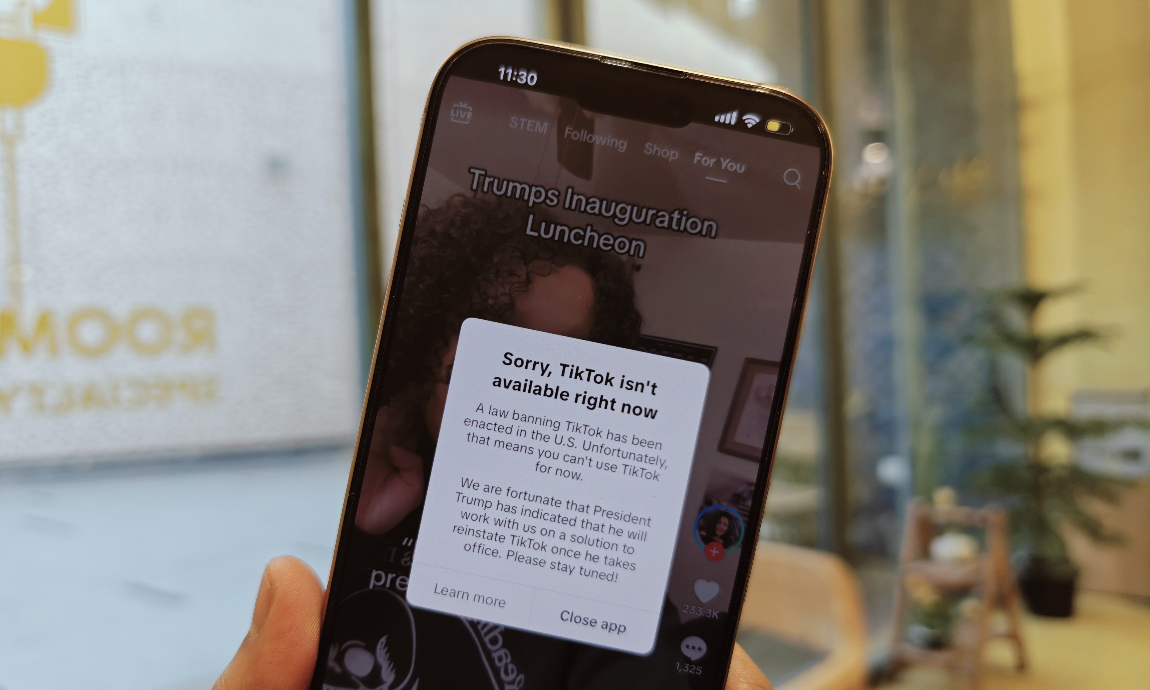 TikTok app shutdown message in the US