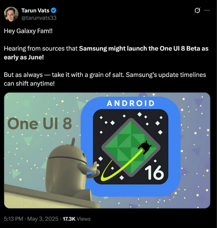 One UI 8 beta June release One UI 8 beta June release