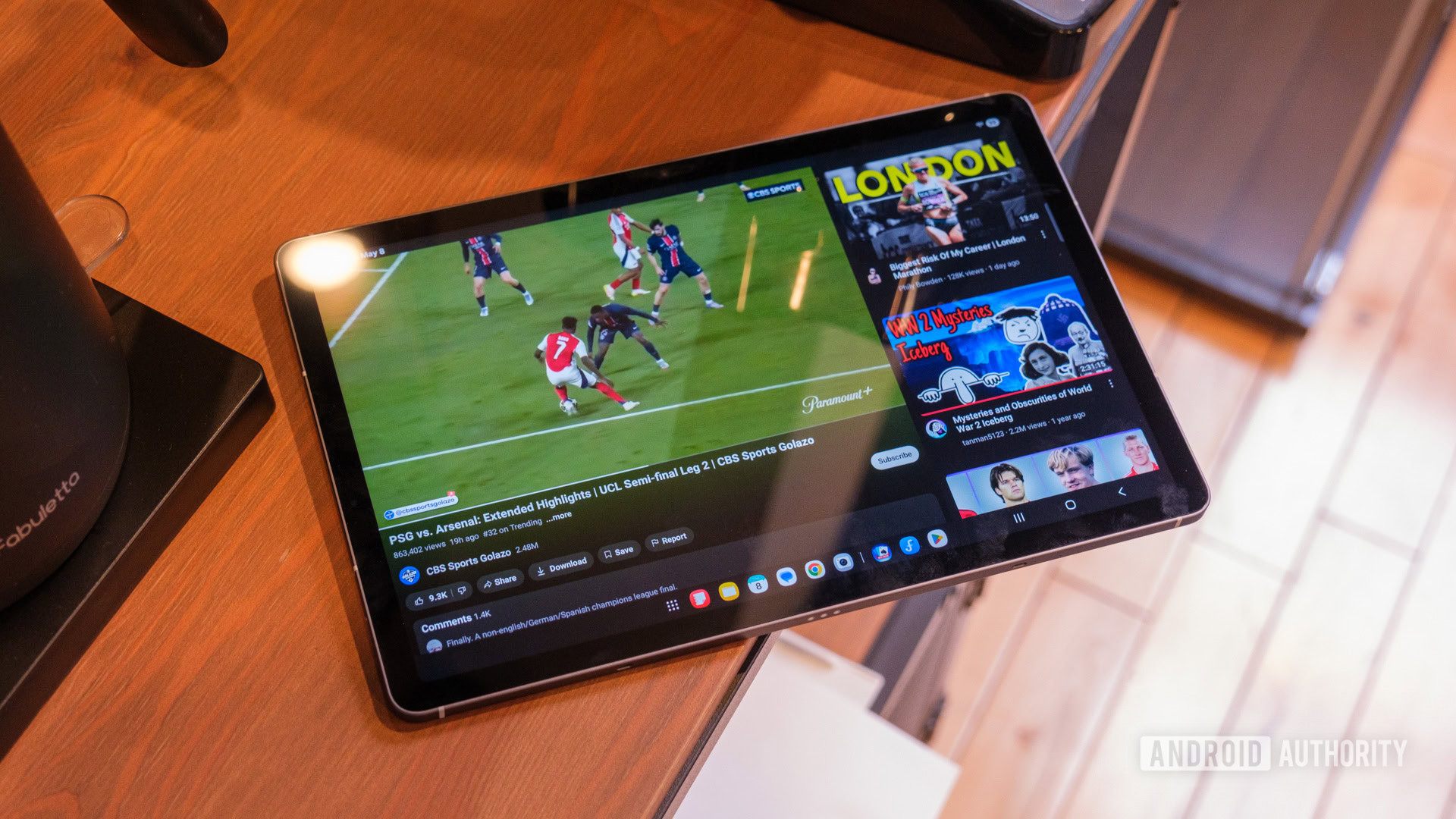 Samsung Galaxy Tab S10 FE showing soccer highlights Samsung Galaxy Tab S10 FE showing soccer highlights
