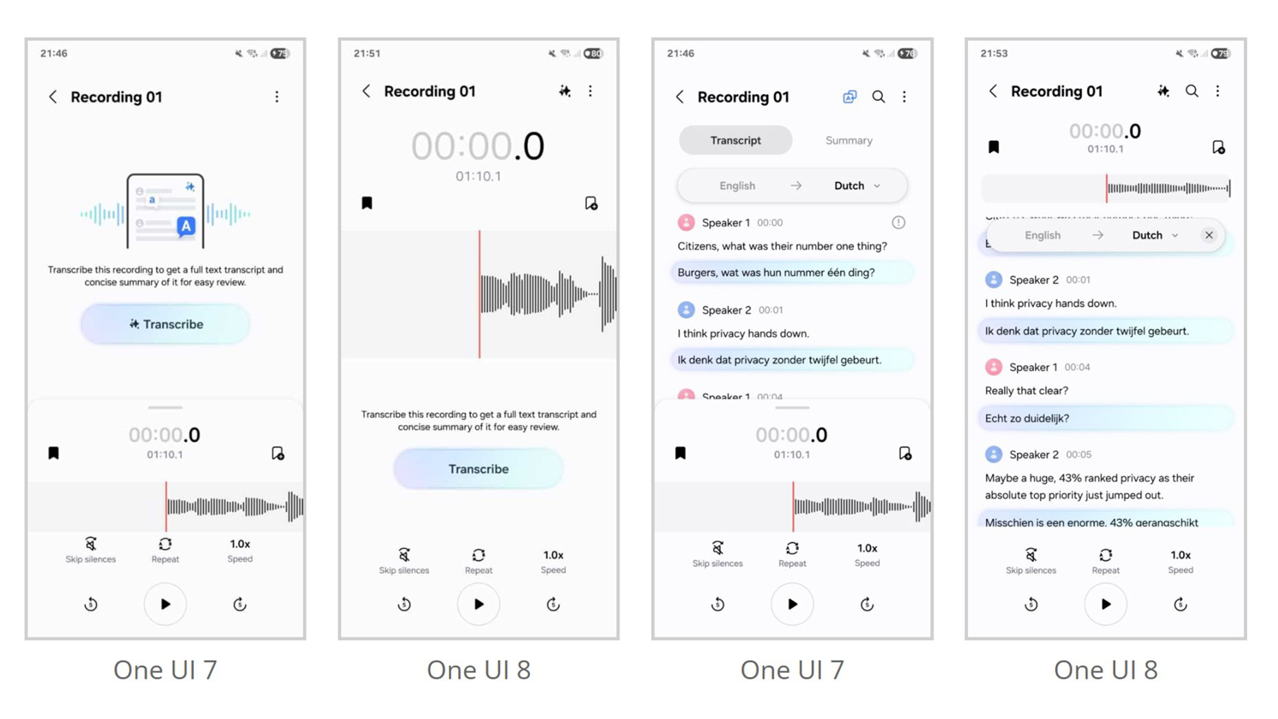 Samsung Voice Recorder One UI 8 AI Changes Samsung Voice Recorder One UI 8 AI Changes
