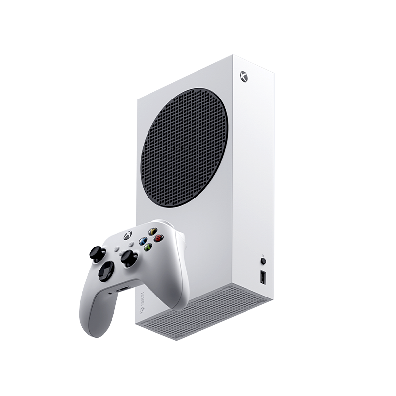 xbox series s, in white, with controller