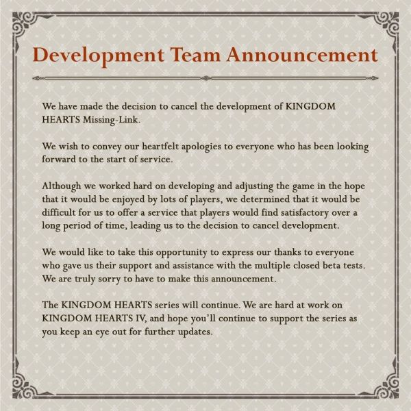 The announcement of a cancellation.