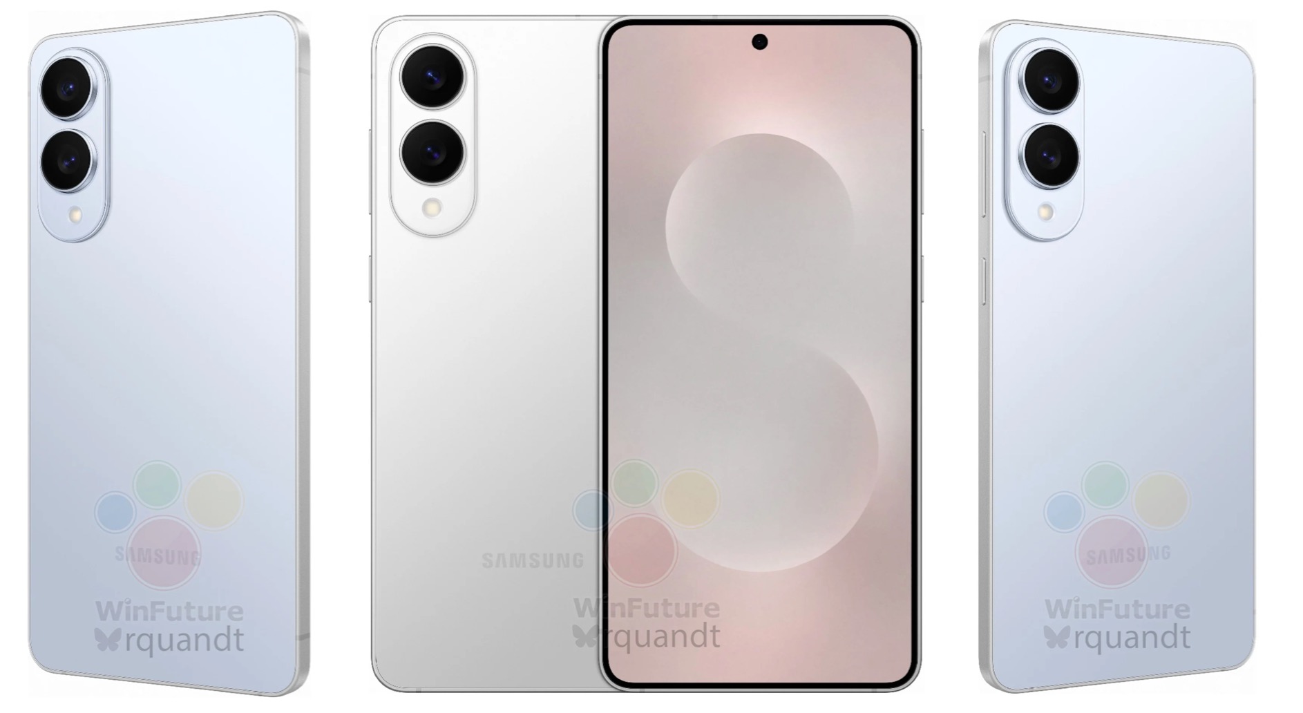 samsung galaxy s25 edge renders winfuture Composite image of Galaxy S25 Edge renders from WinFuture.