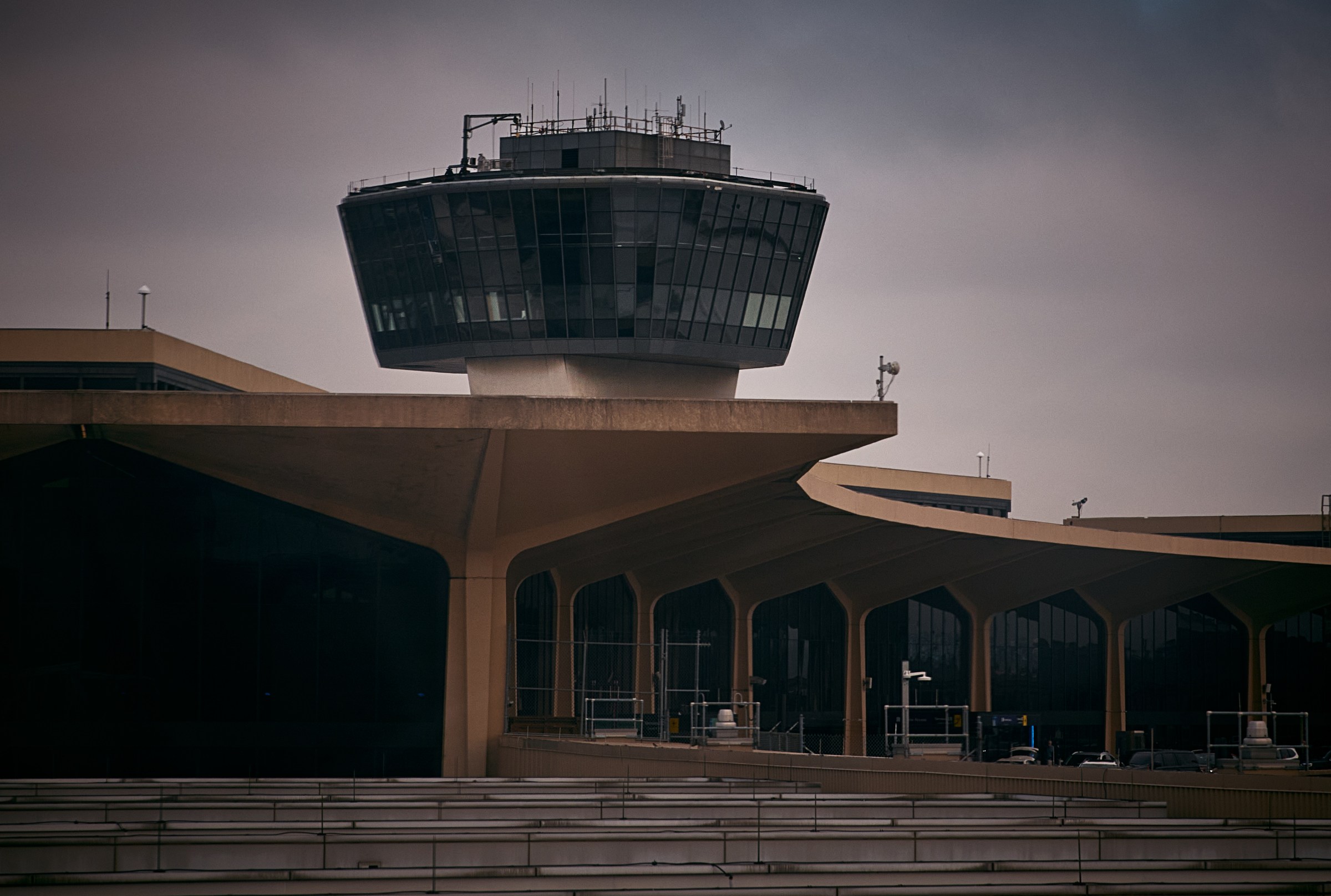 An airport control tower at Newark Liberty International Airport.