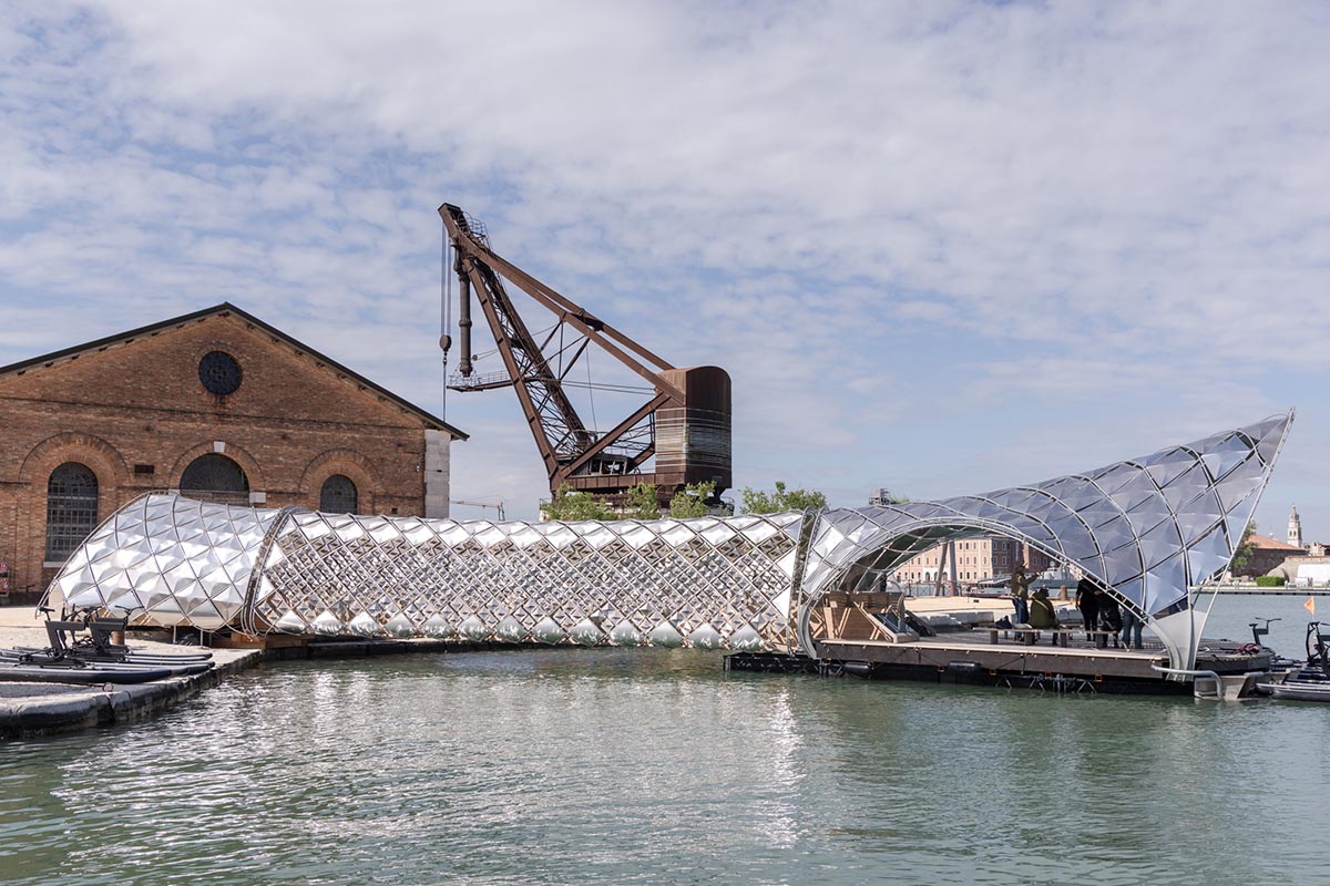 The Norman Foster Foundation and Porsche install a shimmering modular transportation hub in Venice 