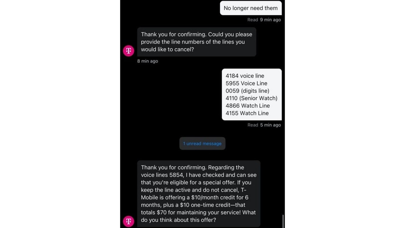 T Mobile Retention Offer Screenshot T Mobile Retention Offer Screenshot