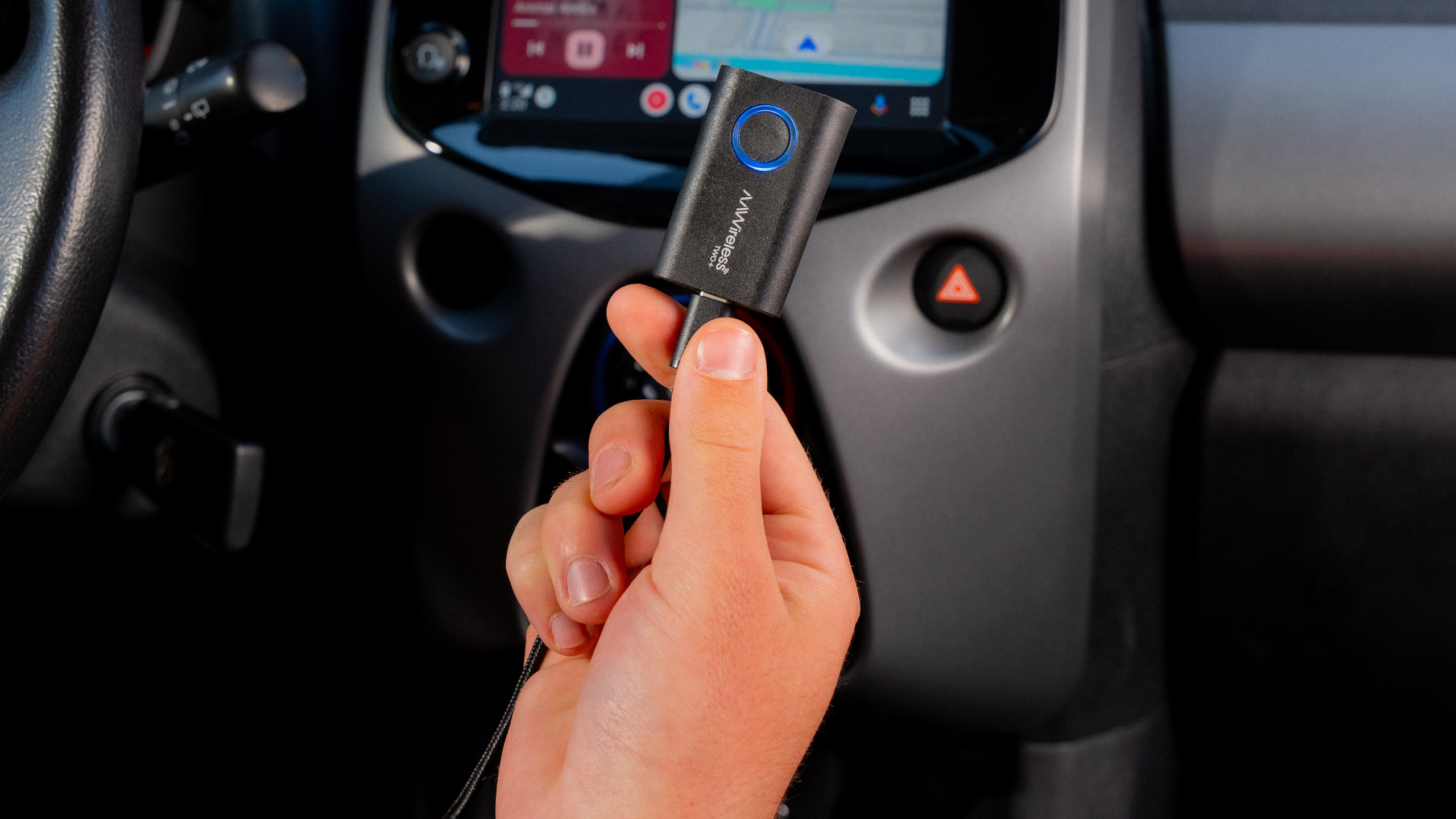 AA Wireless TWO Plus dongle in car AA Wireless TWO Plus dongle in car
