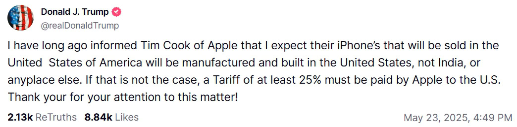 Donald Trump threatening Apple with tariffs Donald Trump threatening Apple with tariffs