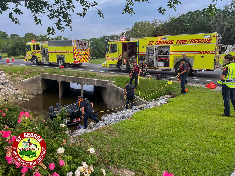 The St. George Fire Department responds to a crash on Highland Road.