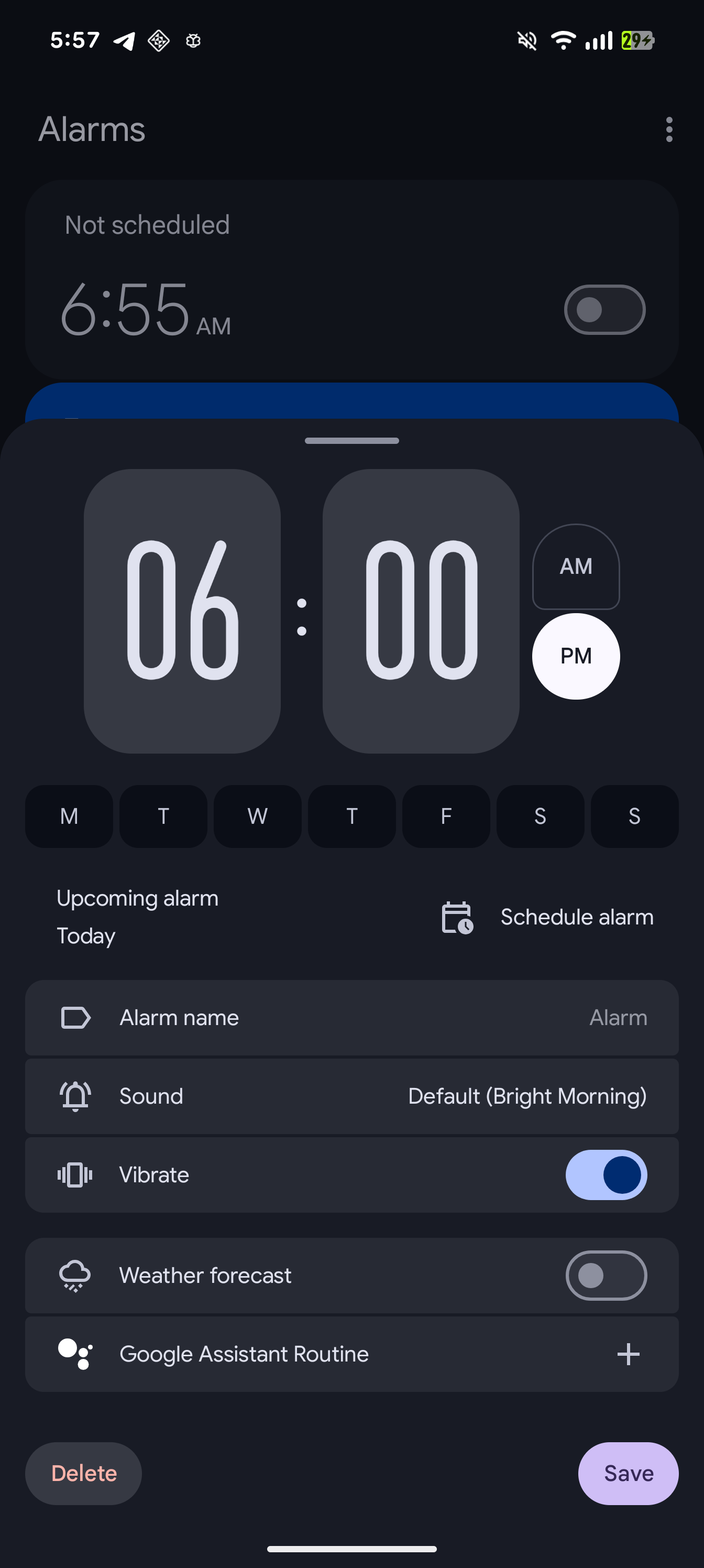 Google Clock Expressive alarm add