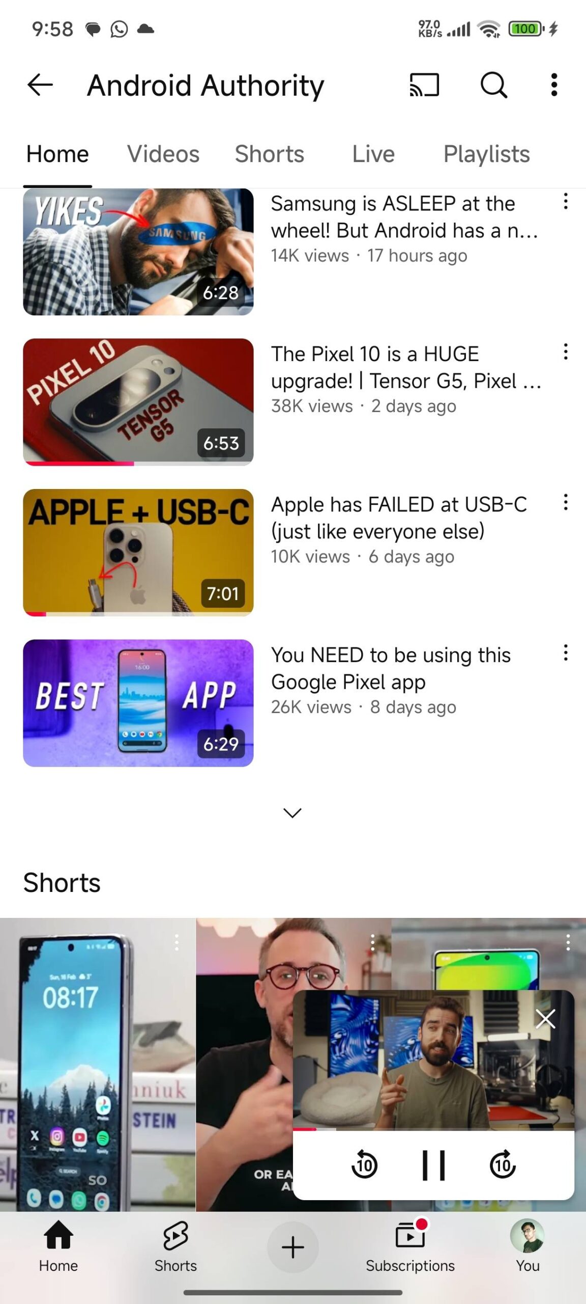 YouTube current mini player 1