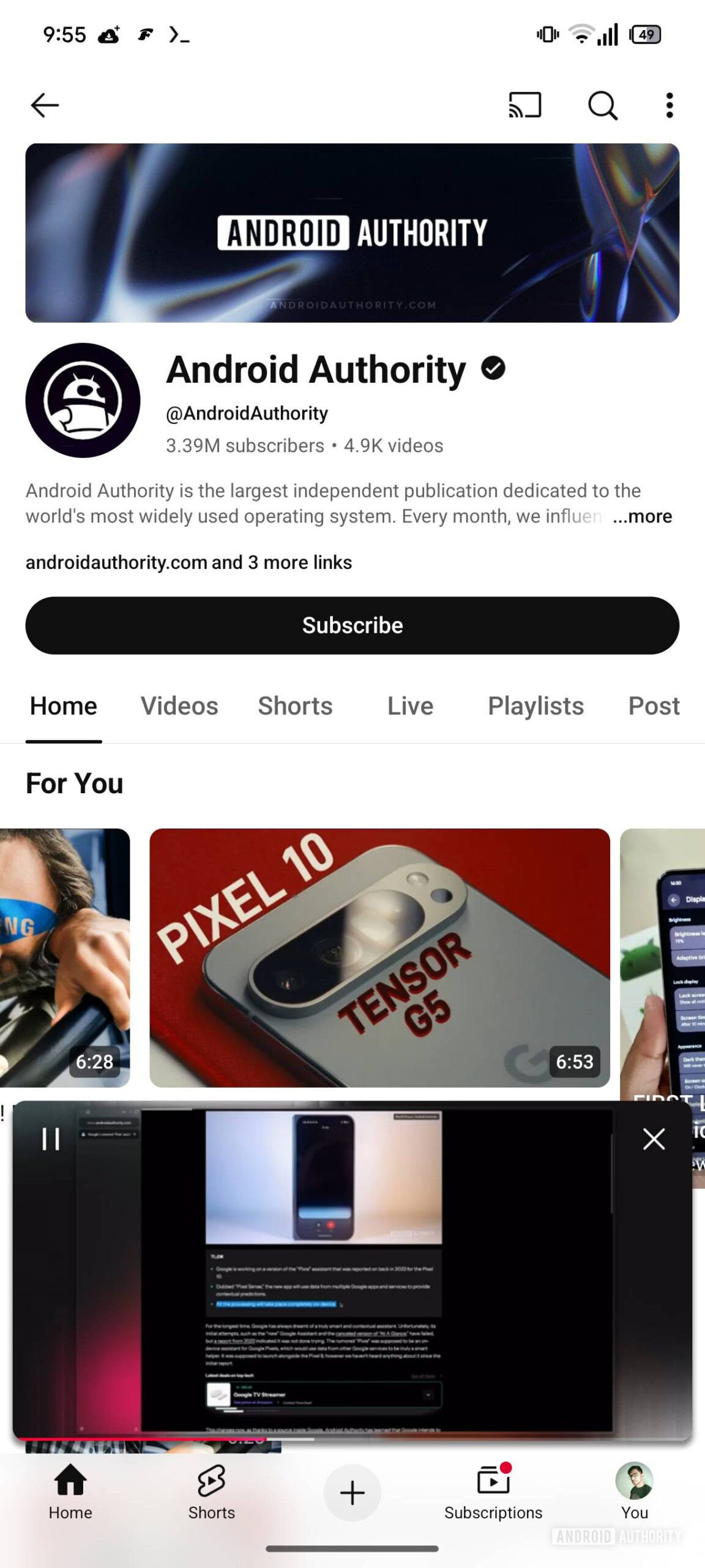 YouTube updated mini player 2