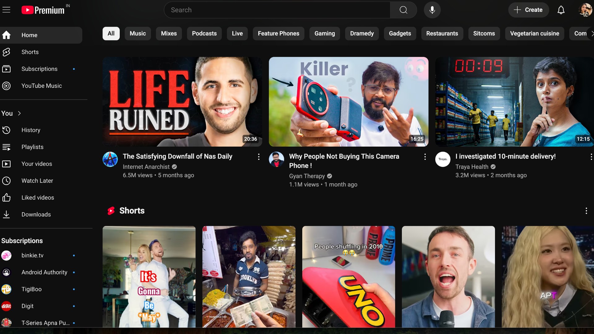 Regular YouTube UI Before Filters