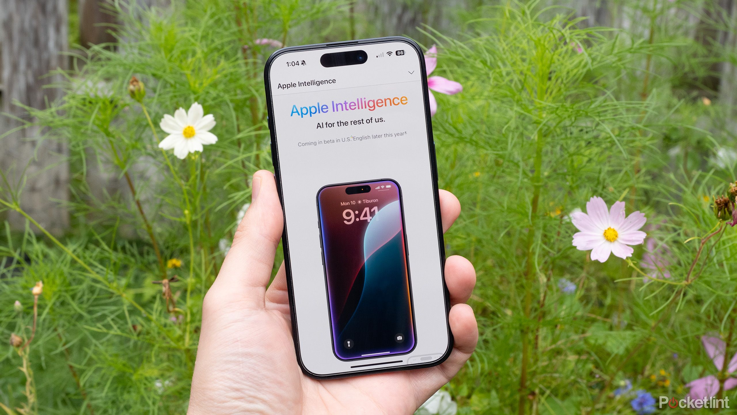 The Apple Intelligence preview website on an iPhone 15 Pro.