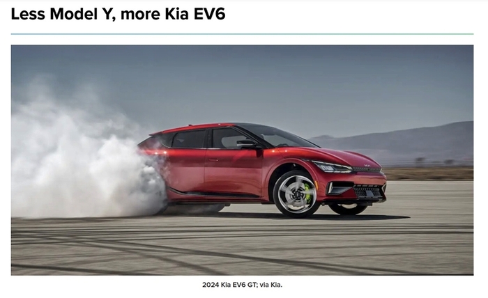 EV6 evaluated as an alternative model to Model Y. [Photo source = Electrek site capture]