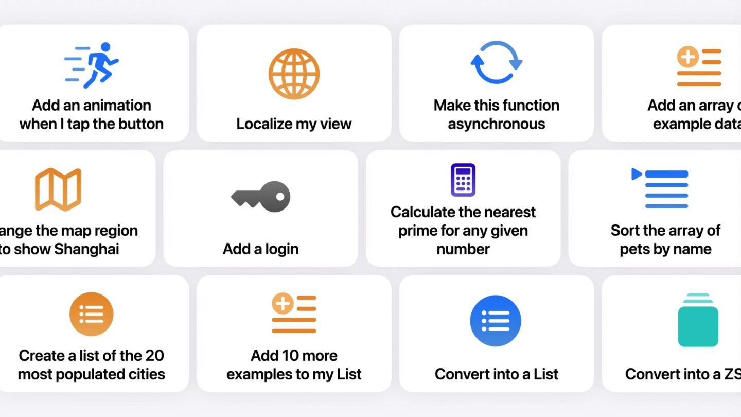 Screenshot Code completion and Swift Assist in Xcode