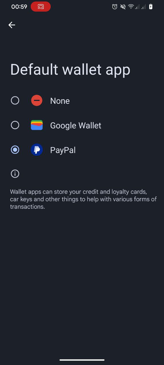 Setting PayPal as default wallet app in Android