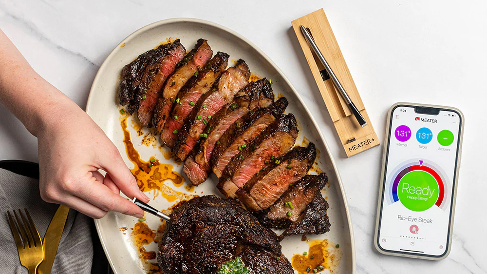 Meater Plus next to meat