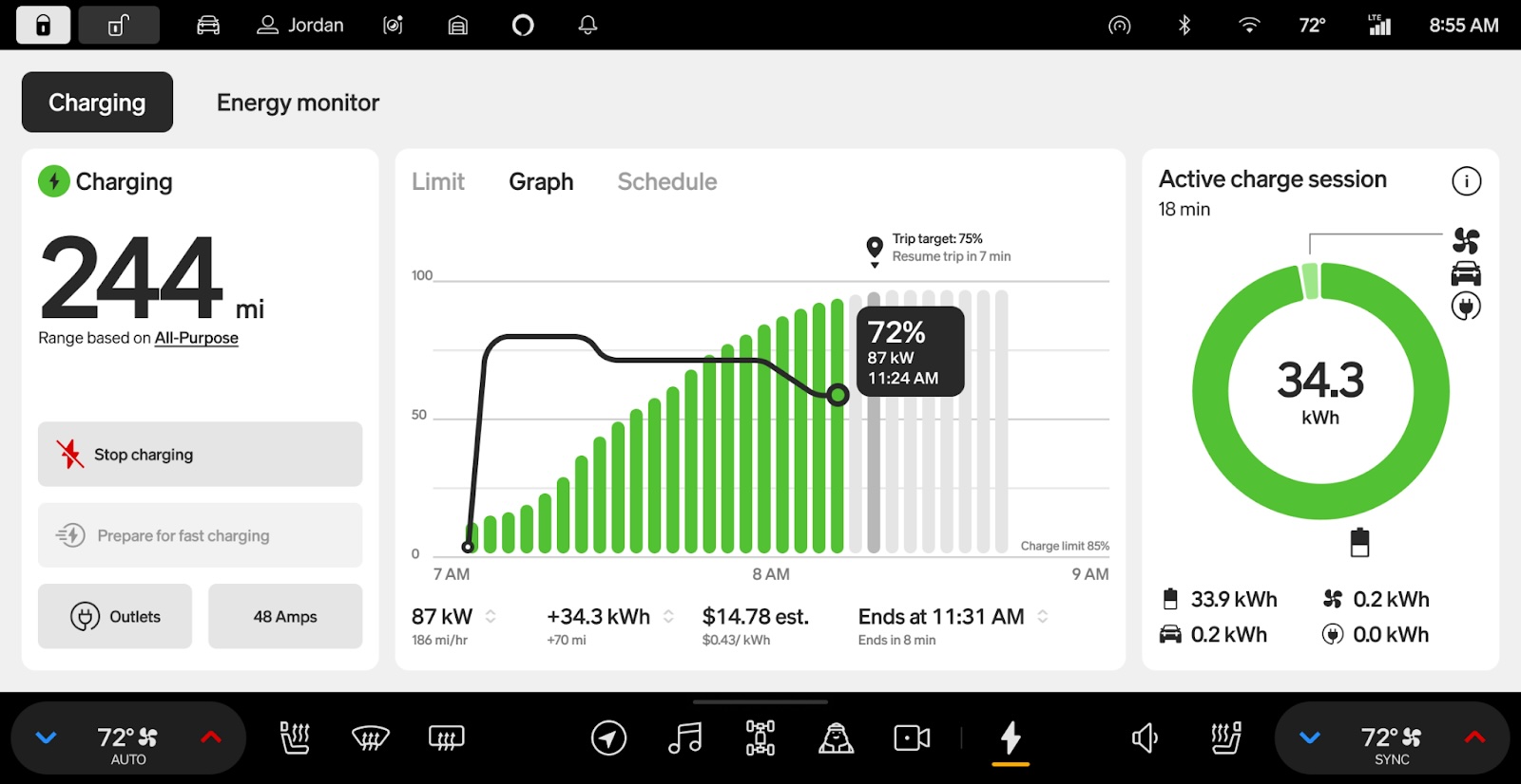 A new Trip Target feature tells the owner when enough energy has been acquired.